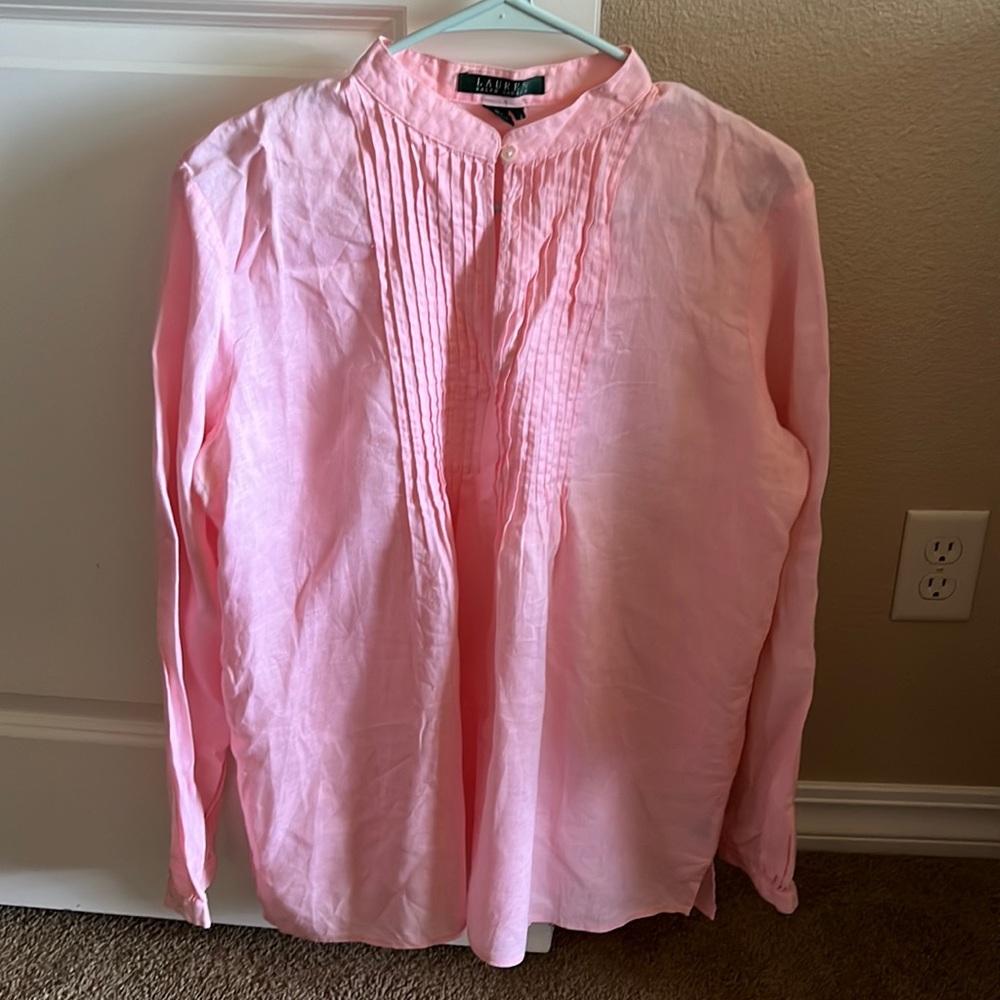 Beautiful Linen pink Ralph Lauren shirt, size L